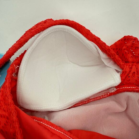 Swim Solutions Swim Dress Size 12 Bow Front Tummy Control Swimsuit Orange NWT - Picture 11 of 16